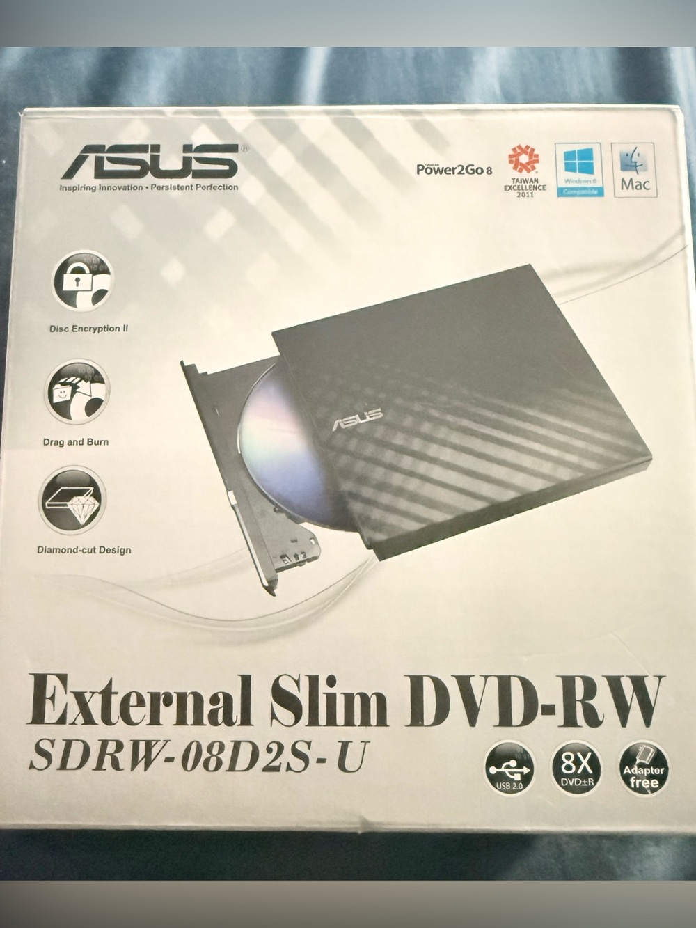 ASUS Portable DVD Burner — Black and Silver